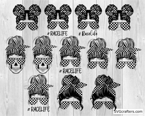 Bundle Messy Bun Racelife Svg Racing Svg Racing Life Svg