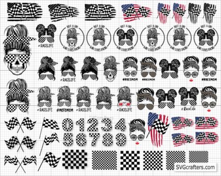 Bundle Messy Bun Racelife svg, Racing svg, Racing life svg