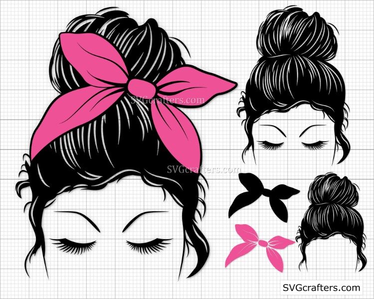 messy bun svg