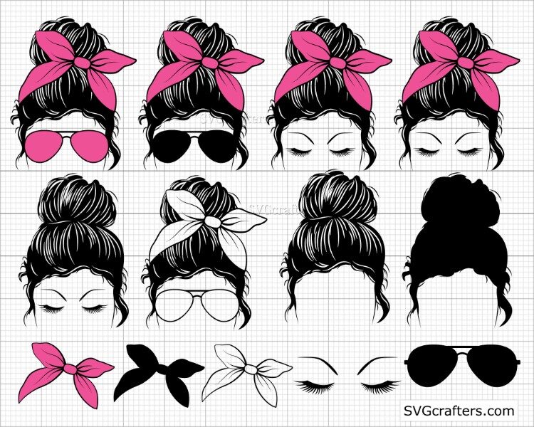 messy bun svg