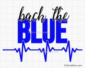 Back the blue heartbeat svg, Police SVG, Blue Line SVG