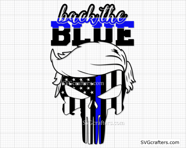 Download Back The Blue Punisher Svg Police Svg Blue Line Svg Svgcrafters