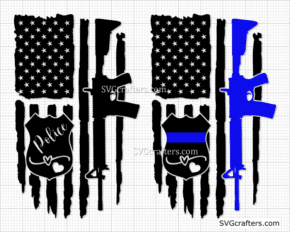 Distressed Police Badge SVG, police svg, Thin Blue Line svg