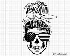 American Messy Bun svg, 4th of July svg, us flag svg