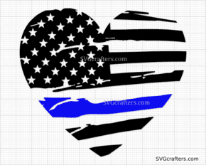 Heart Blue Line svg, Police Heart SVG, Blue Lives svg