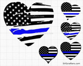 Police Heart SVG, Heart Blue Line svg, Blue Lives svg