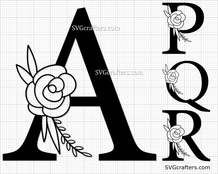 Download Rose Floral Alphabet Svg Floral Font Svg Monogram Font Svgcrafters