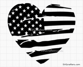 American Heart SVG, Distressed flag svg, Forth of july svg