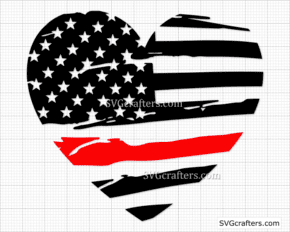 American Heart Firefighter SVG, Thin red line svg