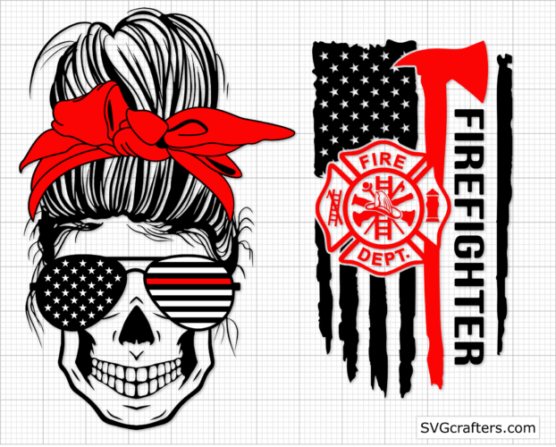 Messy Bun Fireman svg, Firefighter SVG, Thin red line svg | SVGcrafters