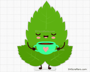 Cute happy mint leaf drink tea SVG
