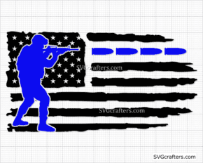 Tattered Police flag svg, Police svg, thin blue line svg