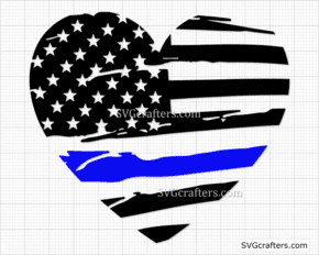American Heart Police svg, Thin Blue Line svg