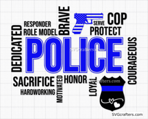 Police quote svg, Back the Blue Script SVG, police wife svg