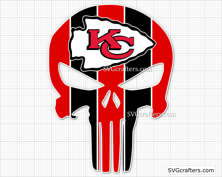 Punisher Skull Kansas City Chiefs svg,eps,dxf,png file – lasoniansvg