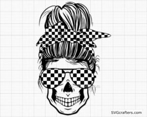 Messy Bun Racelife svg, Racing svg, Racing Flag svg