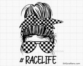 Messy Bun Racelife svg, Racing Flag svg, Race svg ...