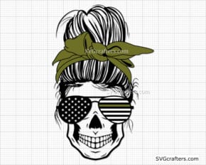 Messy Bun Army svg, Military svg, Soldier svg, Patriotic svg