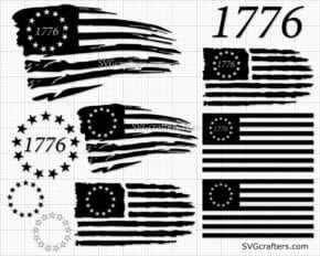 Betsy Ross Flag svg, 1776 svg, American Flag svg