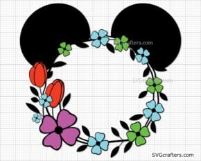 Minnie floral svg, Disney wreath svg, Laurel svg