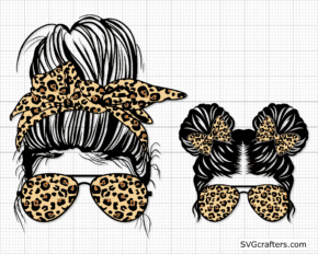 Leopard Momlife svg, Messy Bun svg, Mom Life svg