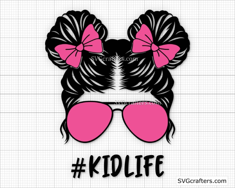 Mom Life Kid Life Svg, Mom and Daughter svg, Messy Bun | SVGcrafters