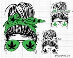 Stoner for Life svg, Weed Mom life svg, Messy Bun svg