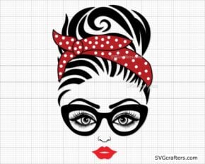 Bundle Messy bun svg, Messy bun with glasses svg, momlife svg