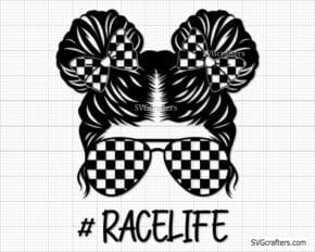 Racelife svg, Messy Bun Racelife svg, Kid Racing svg