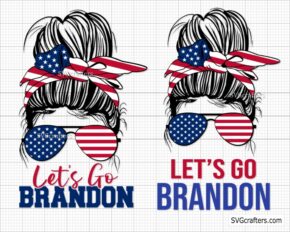 Messy Bun Let’s Go Brandon Svg Png, FJB svg, Trump Svg Png