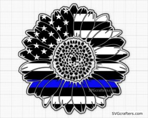 Sunflower Thin Blue Line svg, Police svg, Thin Blue Line svg