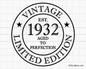 90th birthday Svg Png, Vintage 1932 svg, Old Number 90 svg