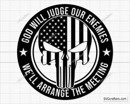 God Will Judge Our Enemies Svg Png, Punisher Skull Svg