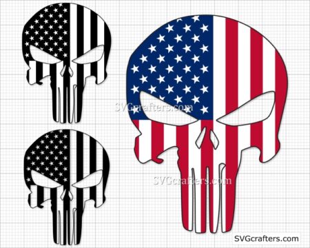 American Punisher Flag Svg Png, Punisher svg, Punisher skull svg