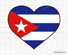 Cuba Heart Shaped Flag Svg Png, Cuban flag svg png, Cuban svg