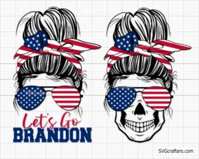 Messy Bun Let’s Go Brandon Svg Png, FJB svg, Trump Svg Png