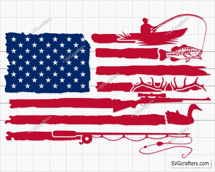 Free Fishing Flag SVG - Free Svg with SeleART  Fishing svg, Silhouette  cutting files, Usa flag