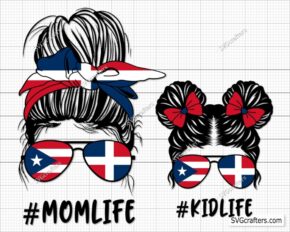 Messy Bun Puertorican Dominican Flag Svg, Puerto Rico svg