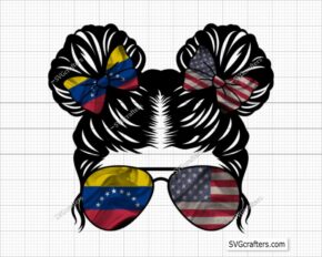 American Venezuela Messy Bun Kidlife PNG, Venezuela Flag Png