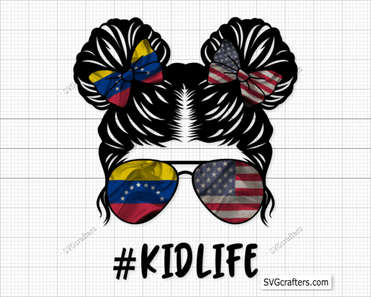 American Venezuela Messy Bun Kidlife PNG, Venezuela Flag Png - Image 2